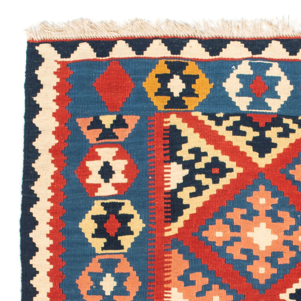 Kelim-tæppe - orientalsk firkantet  - 105 x 101 cm - mørkerød