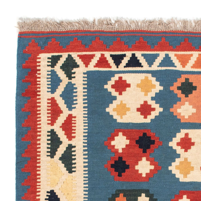 Kelim-tæppe - orientalsk firkantet  - 107 x 101 cm - havblå