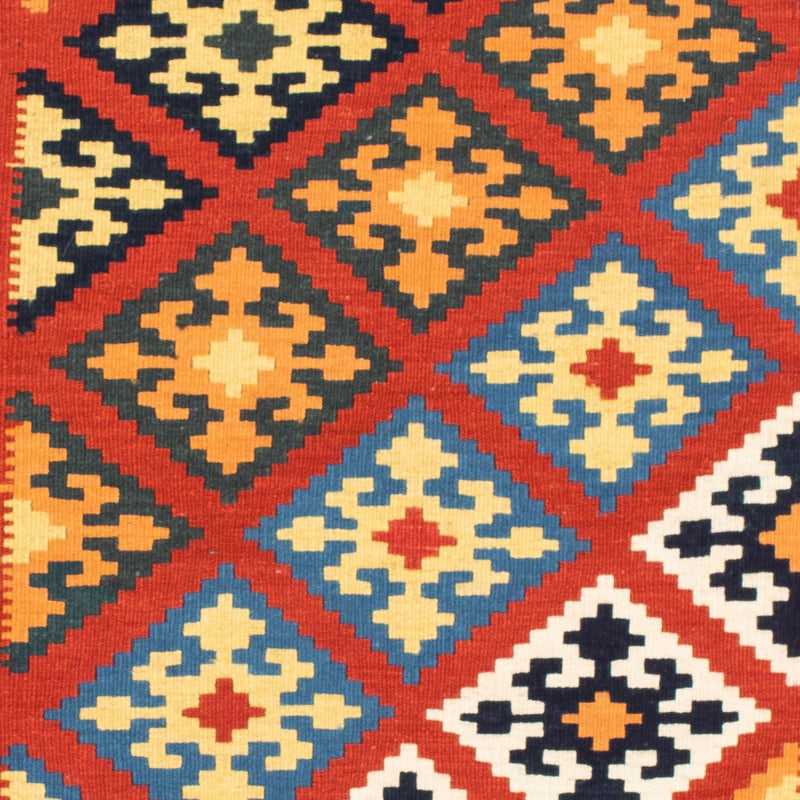 Kelim-tæppe - orientalsk firkantet  - 101 x 93 cm - mørkerød
