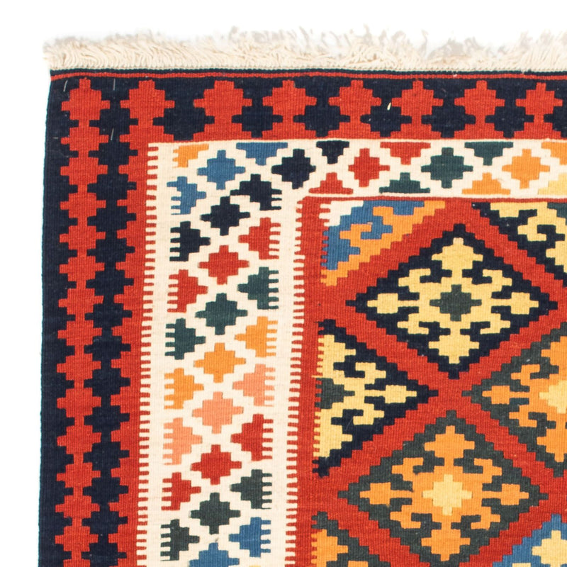 Kelim-tæppe - orientalsk firkantet  - 101 x 93 cm - mørkerød