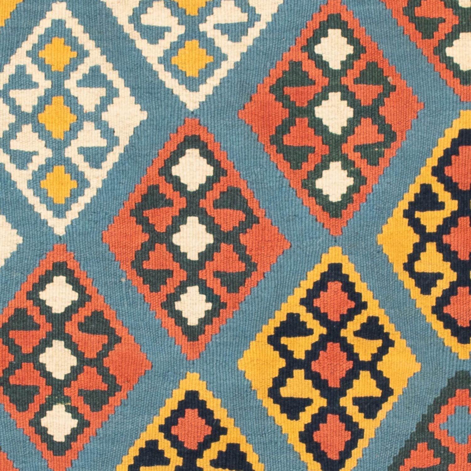 Kelim-tæppe - orientalsk firkantet  - 100 x 98 cm - lyseblå