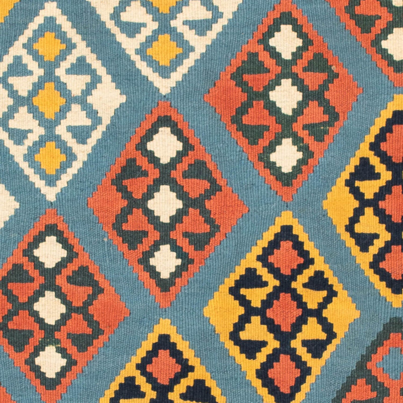 Kelim-tæppe - orientalsk firkantet  - 100 x 98 cm - lyseblå