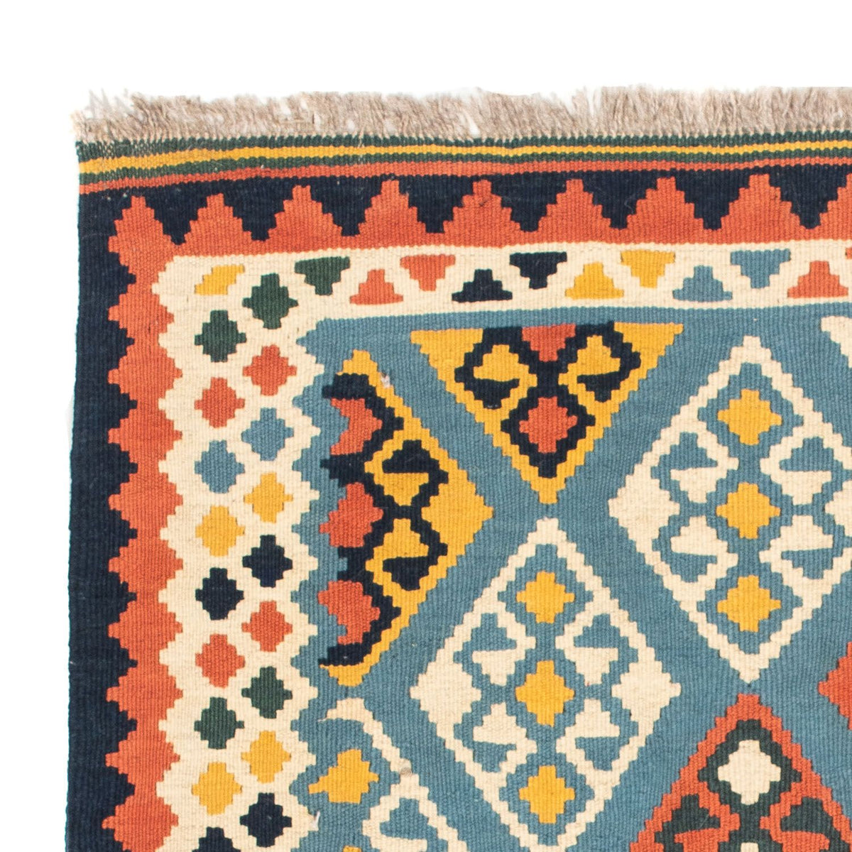 Kelim-tæppe - orientalsk firkantet  - 100 x 98 cm - lyseblå