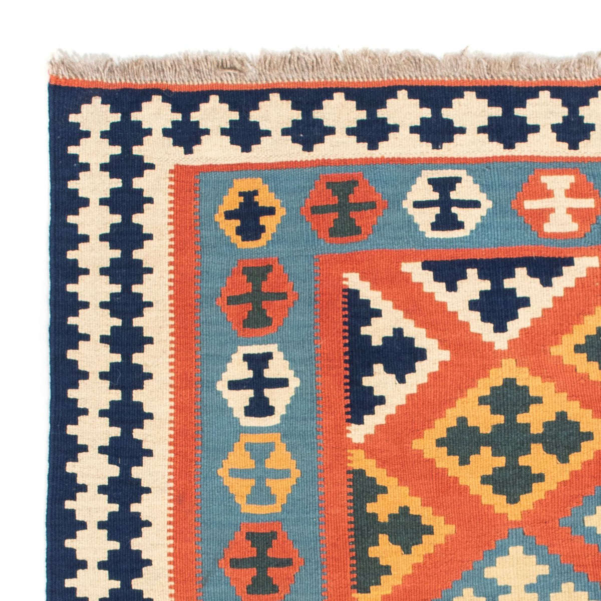 Kelim-tæppe - orientalsk firkantet  - 106 x 106 cm - orange