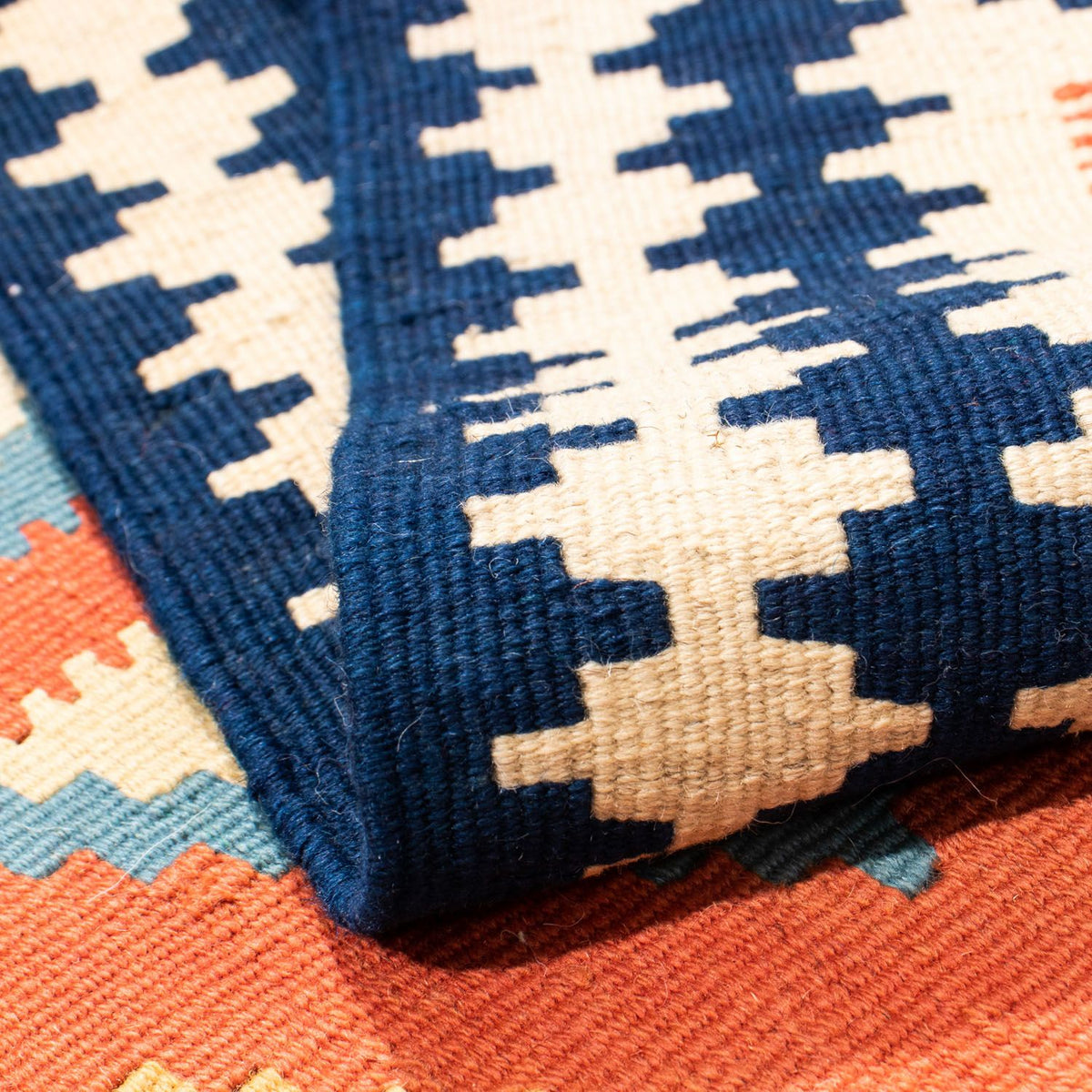 Kelim-tæppe - orientalsk firkantet  - 106 x 106 cm - orange
