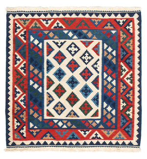 Kelim-tæppe - orientalsk firkantet  - 104 x 102 cm - flerfarvet