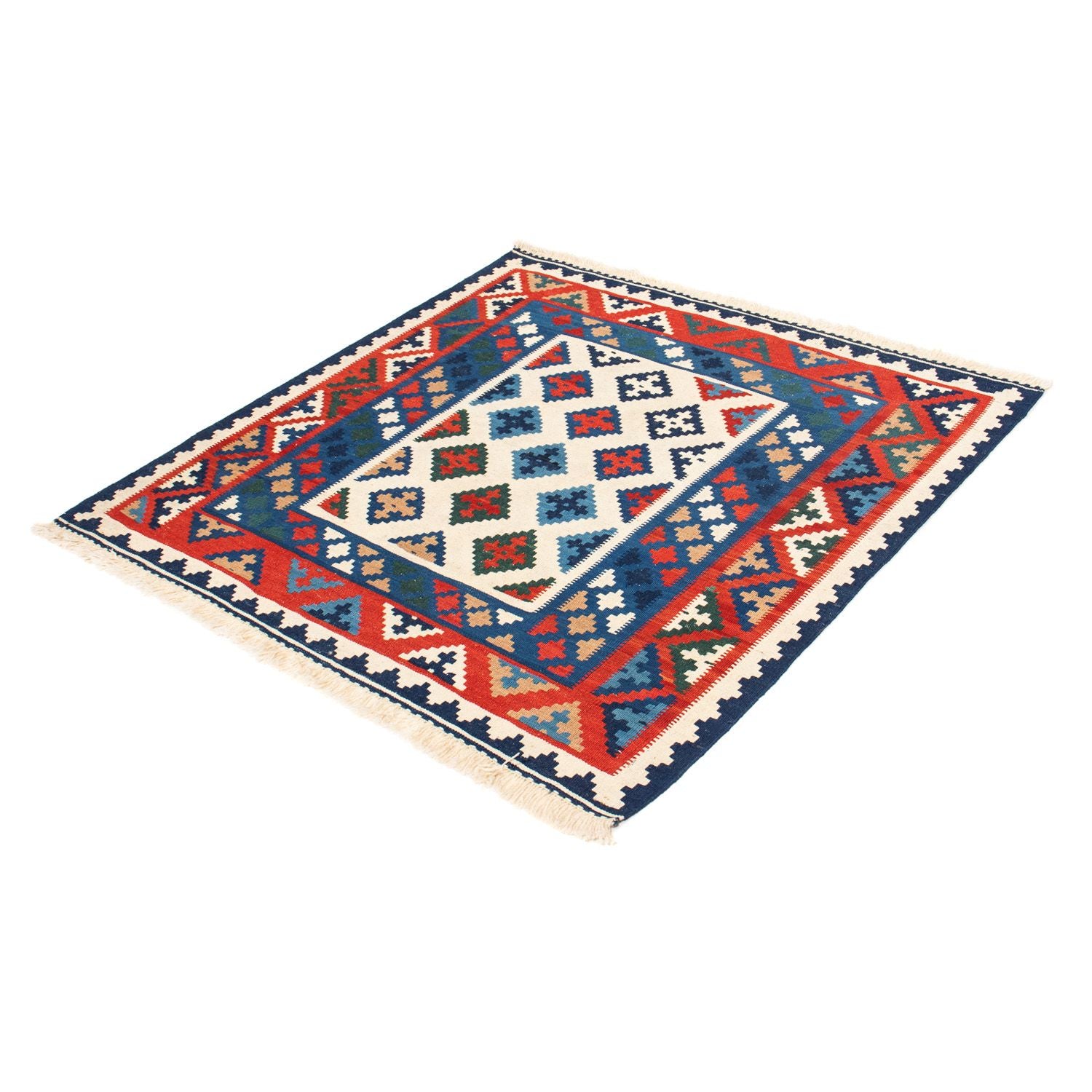 Kelim-tæppe - orientalsk firkantet  - 104 x 102 cm - flerfarvet