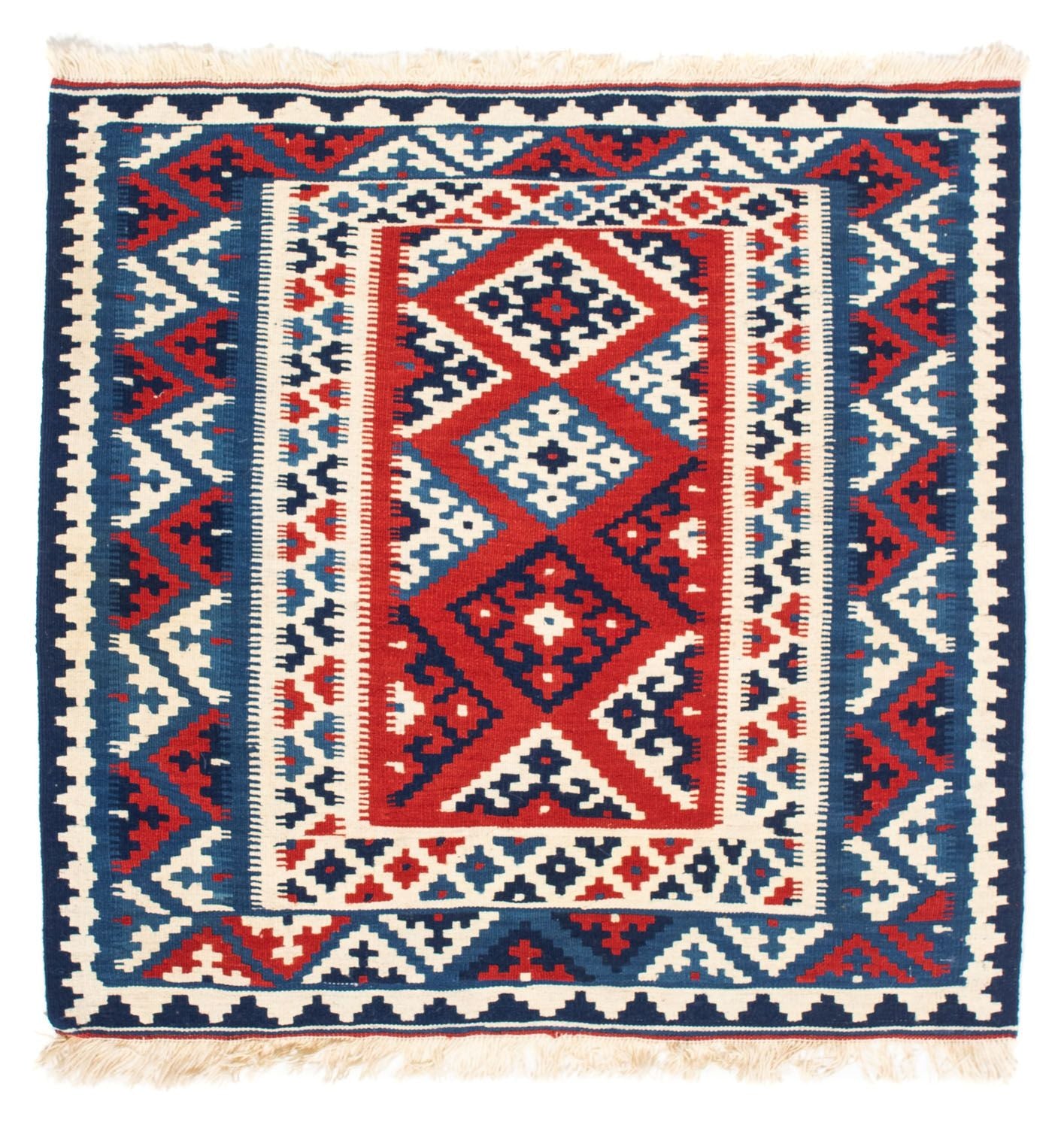 Kelim-tæppe - orientalsk firkantet  - 103 x 103 cm - flerfarvet