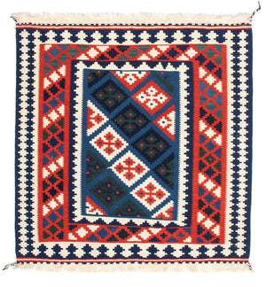 Kelim-tæppe - orientalsk firkantet  - 104 x 103 cm - flerfarvet