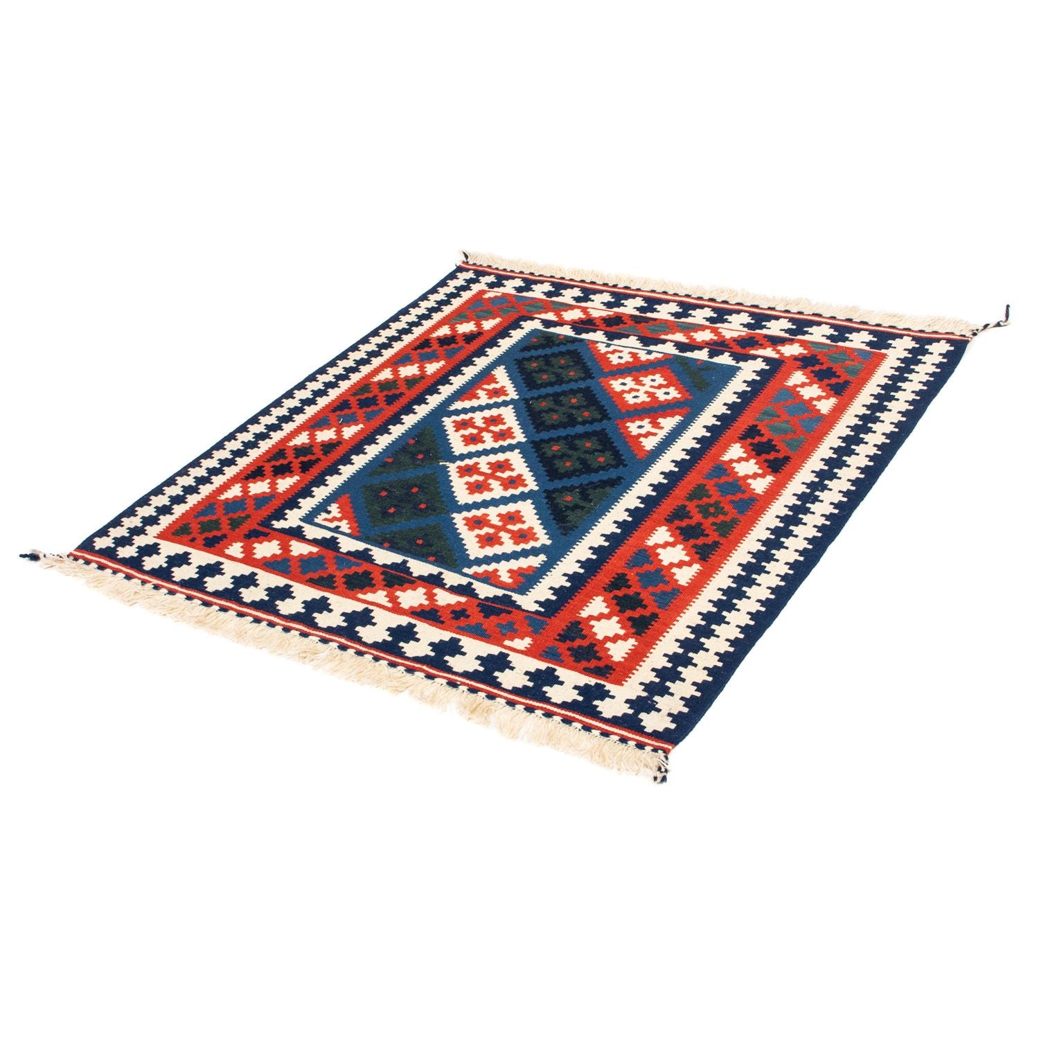 Kelim-tæppe - orientalsk firkantet  - 104 x 103 cm - flerfarvet