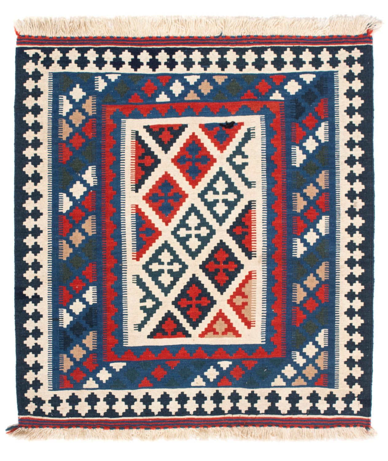 Kelim-tæppe - orientalsk firkantet  - 108 x 103 cm - blå