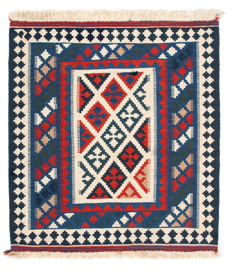 Kelim-tæppe - orientalsk firkantet  - 108 x 103 cm - blå