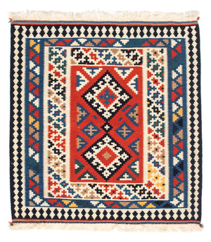 Kelim-tæppe - orientalsk firkantet  - 106 x 100 cm - flerfarvet