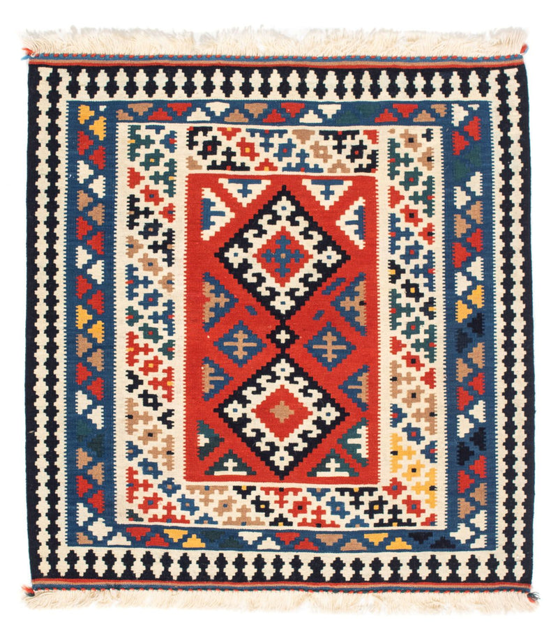 Kelim-tæppe - orientalsk firkantet  - 106 x 100 cm - flerfarvet