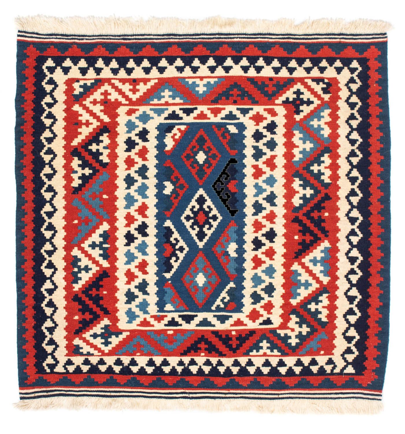 Kelim-tæppe - orientalsk firkantet  - 102 x 102 cm - flerfarvet