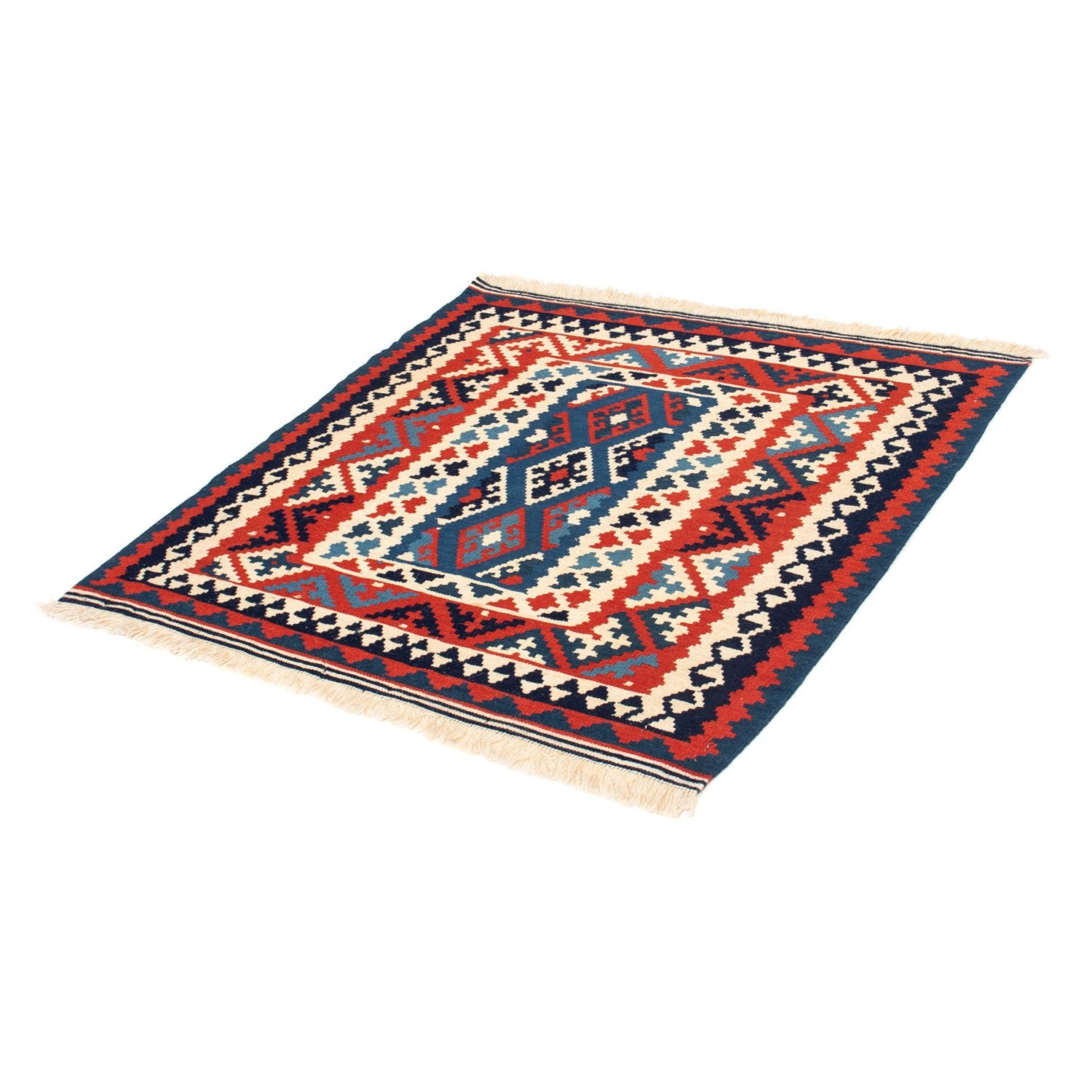 Kelim-tæppe - orientalsk firkantet  - 102 x 102 cm - flerfarvet