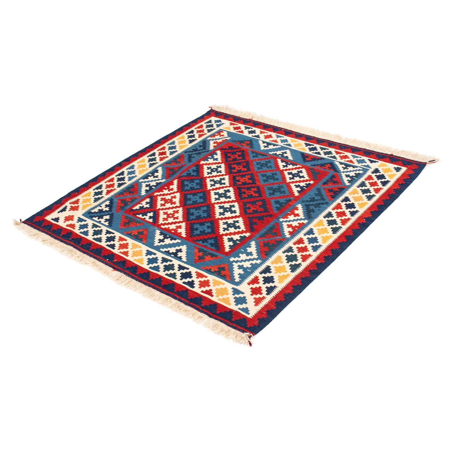 Kelim-tæppe - orientalsk firkantet  - 105 x 102 cm - flerfarvet