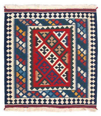 Kelim-tæppe - orientalsk firkantet  - 104 x 98 cm - blå