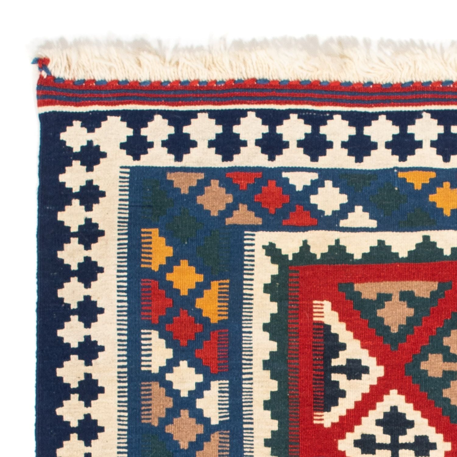 Kelim-tæppe - orientalsk firkantet  - 104 x 98 cm - blå