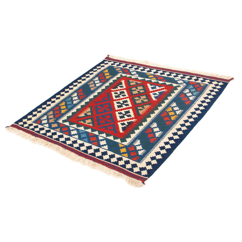 Kelim-tæppe - orientalsk firkantet  - 104 x 98 cm - blå