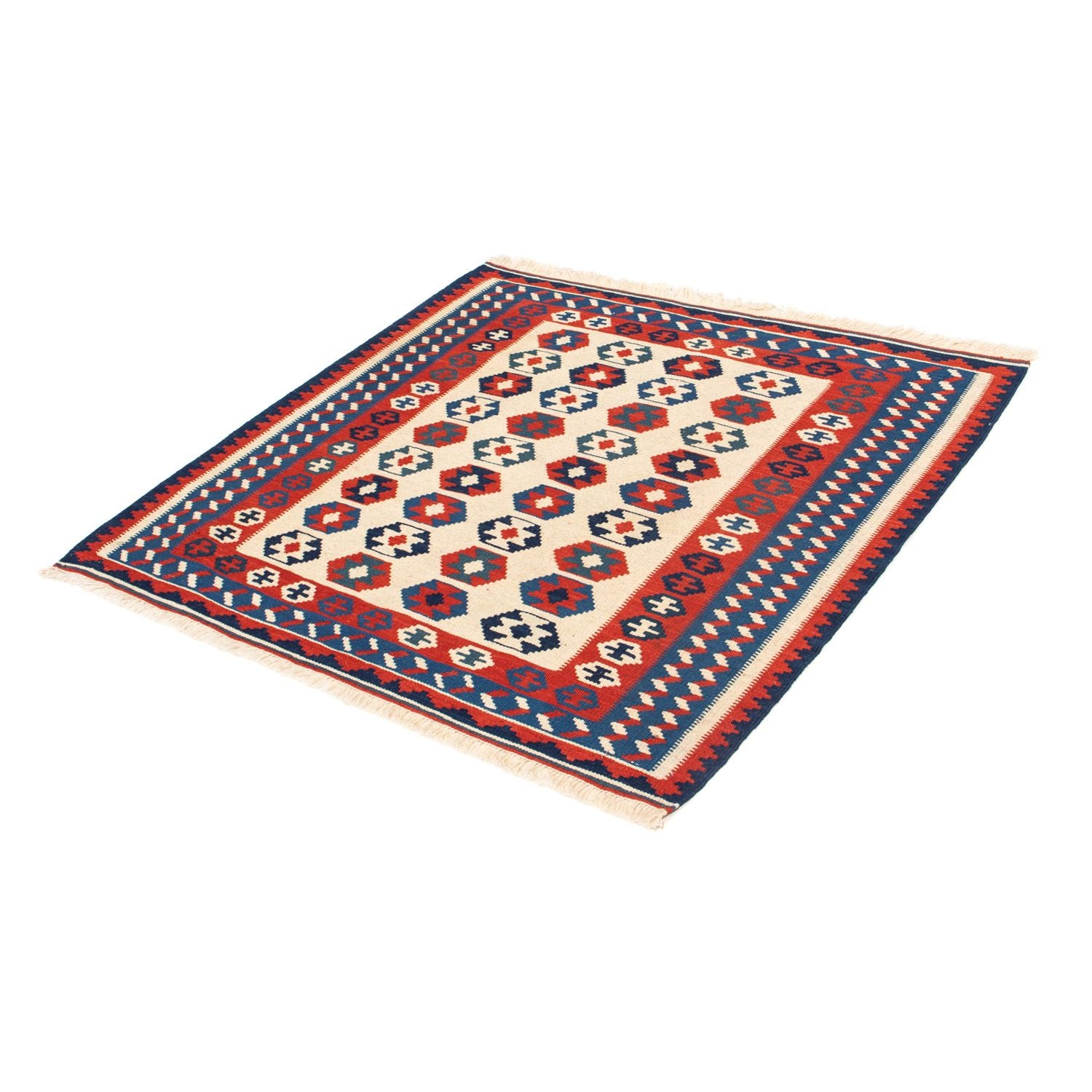 Kelim-tæppe - orientalsk firkantet  - 103 x 103 cm - beige