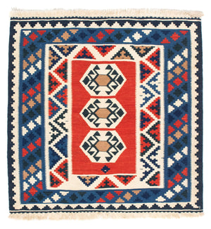 Kelim-tæppe - orientalsk firkantet  - 103 x 103 cm - flerfarvet