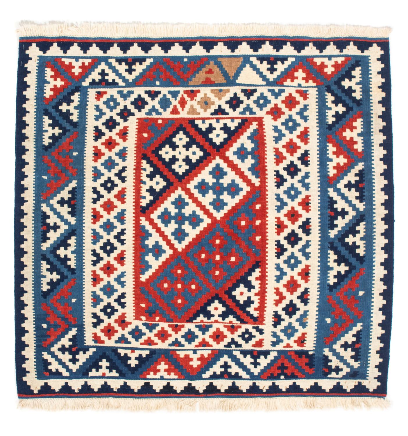 Kelim-tæppe - orientalsk firkantet  - 101 x 96 cm - flerfarvet
