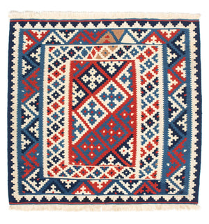 Kelim-tæppe - orientalsk firkantet  - 101 x 96 cm - flerfarvet