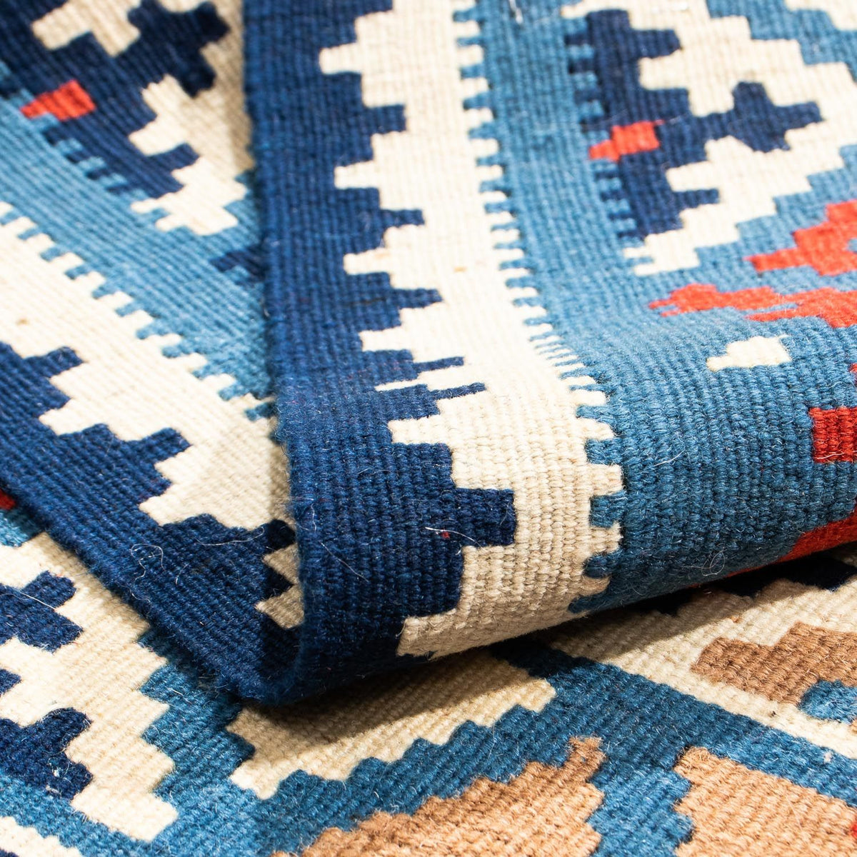 Kelim-tæppe - orientalsk firkantet  - 101 x 96 cm - flerfarvet