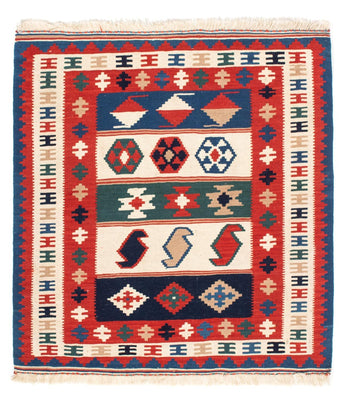 Kelim-tæppe - orientalsk firkantet  - 106 x 100 cm - flerfarvet