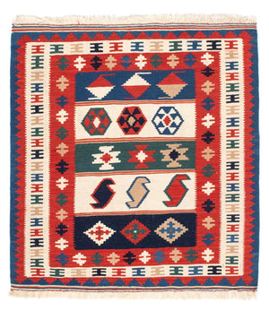 Kelim-tæppe - orientalsk firkantet  - 106 x 100 cm - flerfarvet