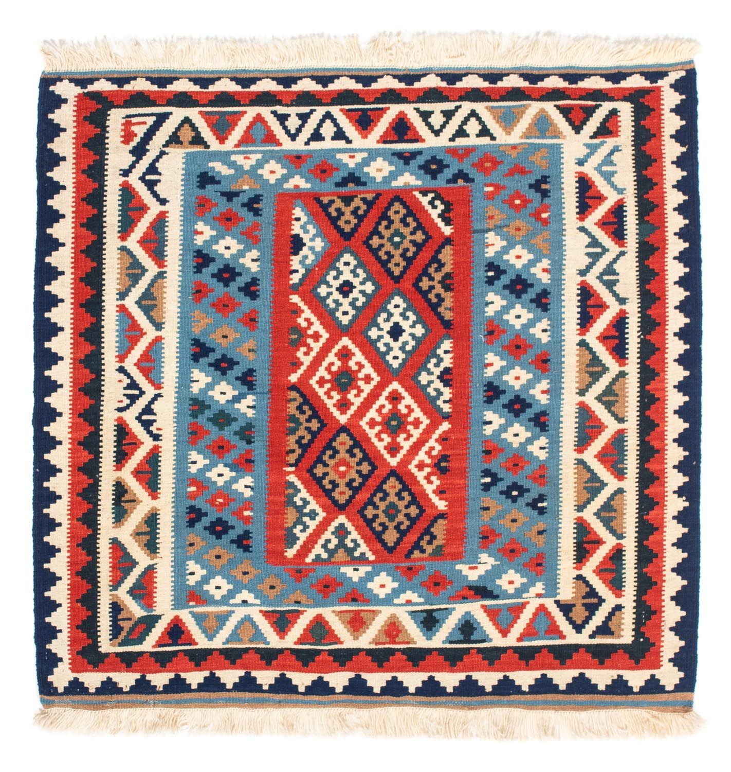 Kelim-tæppe - orientalsk firkantet  - 104 x 100 cm - flerfarvet