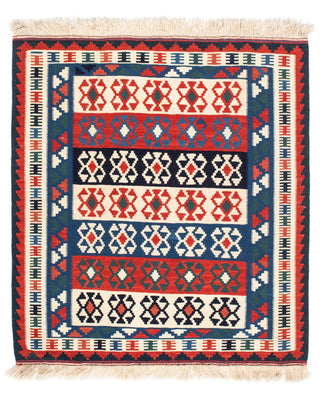 Kelim-tæppe - orientalsk firkantet  - 110 x 100 cm - blå