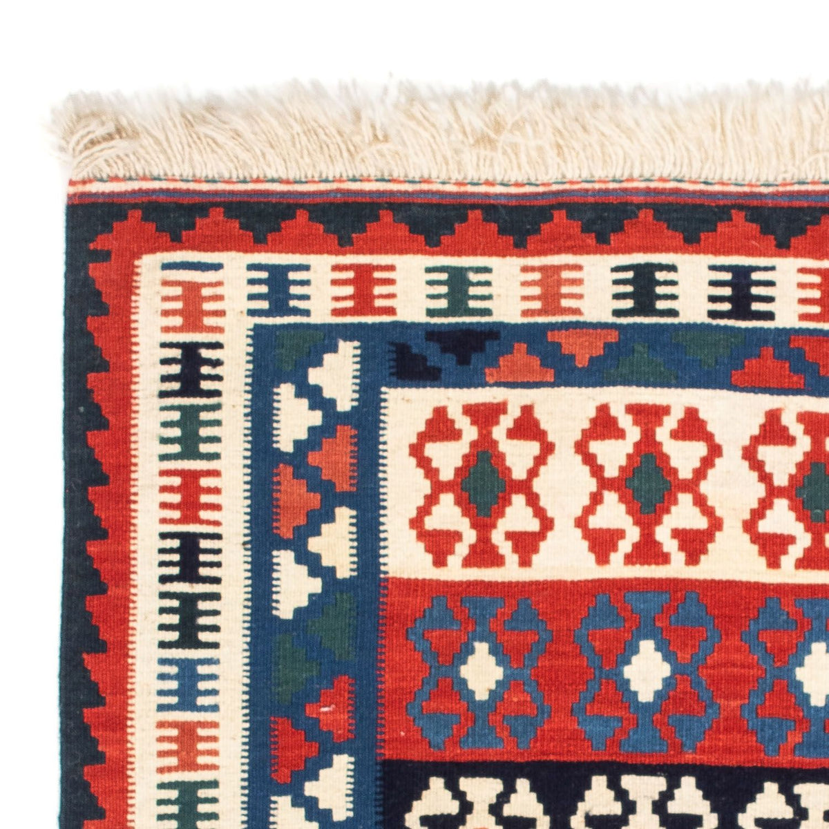 Kelim-tæppe - orientalsk firkantet  - 110 x 100 cm - blå