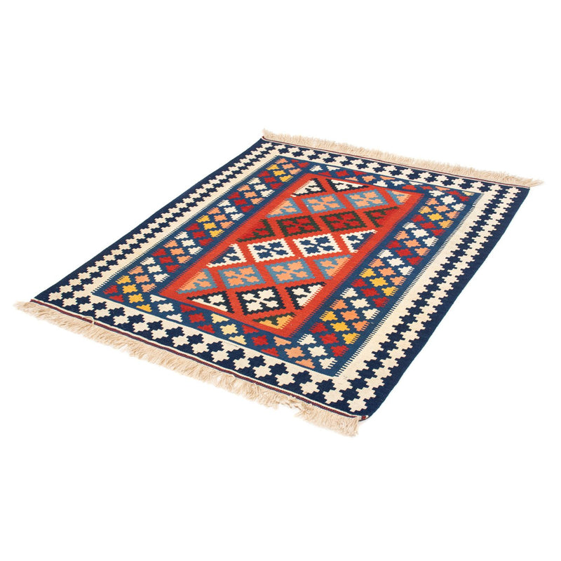 Kelim-tæppe - orientalsk firkantet  - 118 x 102 cm - blå