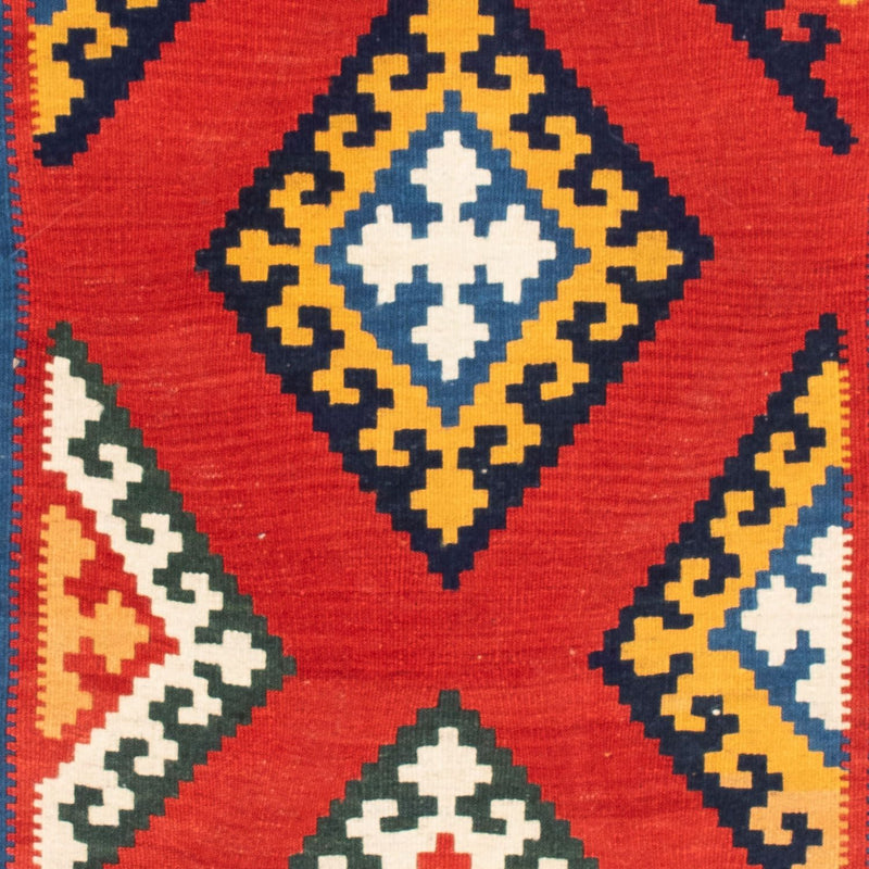 Kelim-tæppe - orientalsk firkantet  - 113 x 110 cm - rød