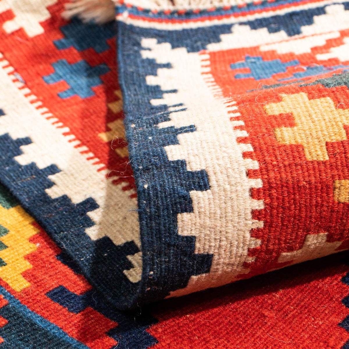 Kelim-tæppe - orientalsk firkantet  - 113 x 110 cm - rød