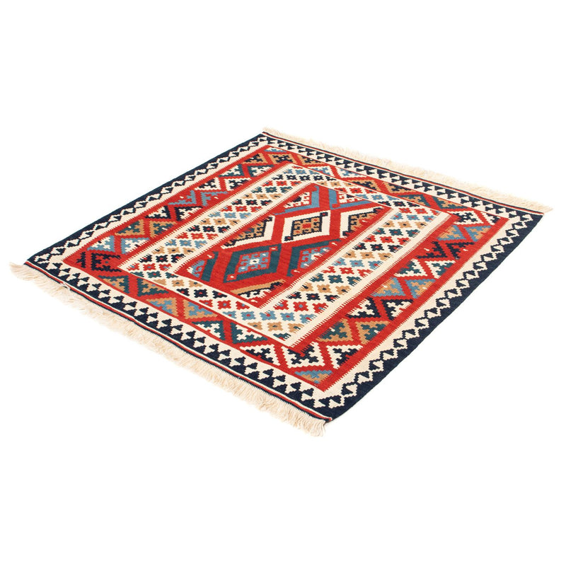 Kelim-tæppe - orientalsk firkantet  - 108 x 105 cm - rød