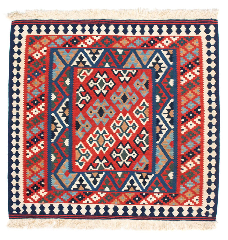 Kelim-tæppe - orientalsk firkantet  - 108 x 101 cm - rød