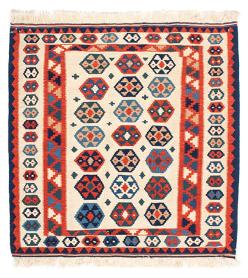 Kelim-tæppe - orientalsk firkantet  - 104 x 102 cm - beige