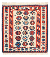 Kelim-tæppe - orientalsk firkantet  - 104 x 102 cm - beige