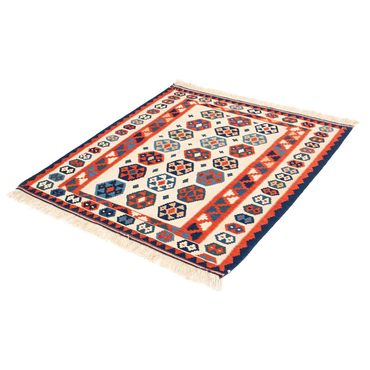 Kelim-tæppe - orientalsk firkantet  - 104 x 102 cm - beige