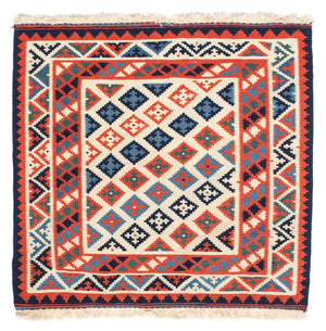 Kelim-tæppe - orientalsk firkantet  - 110 x 104 cm - rust