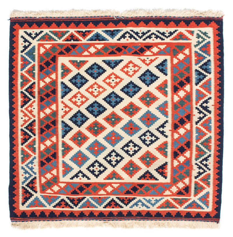 Kelim-tæppe - orientalsk firkantet  - 110 x 104 cm - rust