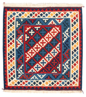 Kelim-tæppe - orientalsk firkantet  - 105 x 104 cm - flerfarvet
