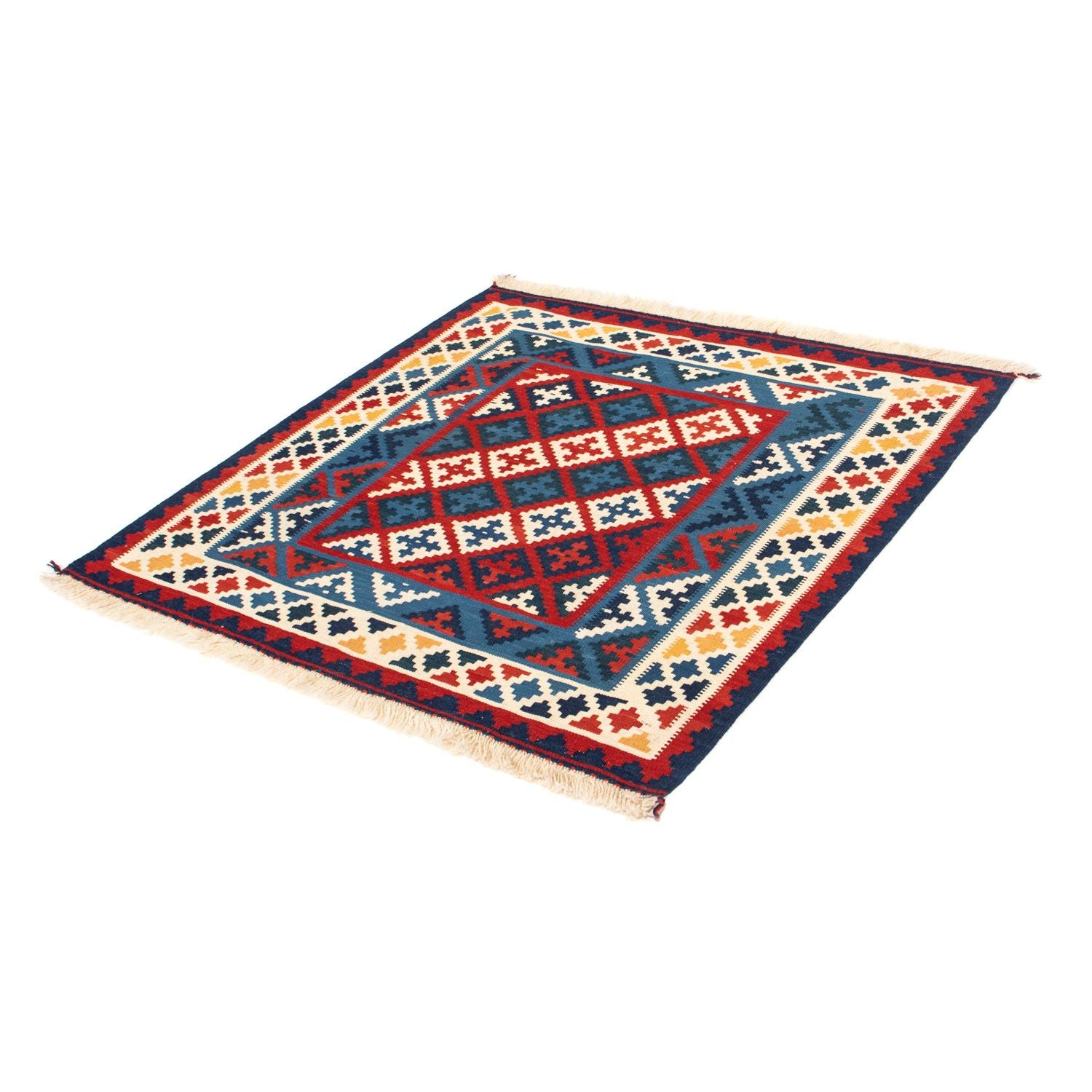 Kelim-tæppe - orientalsk firkantet  - 105 x 104 cm - flerfarvet