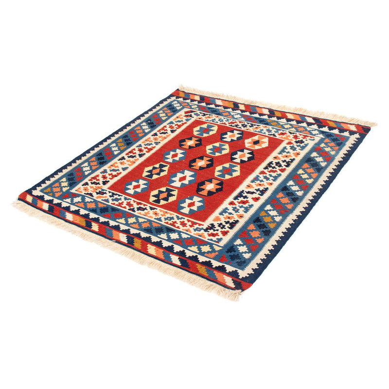Kelim-tæppe - orientalsk firkantet  - 110 x 105 cm - blå