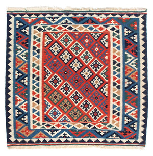 Kelim-tæppe - orientalsk firkantet  - 103 x 100 cm - flerfarvet