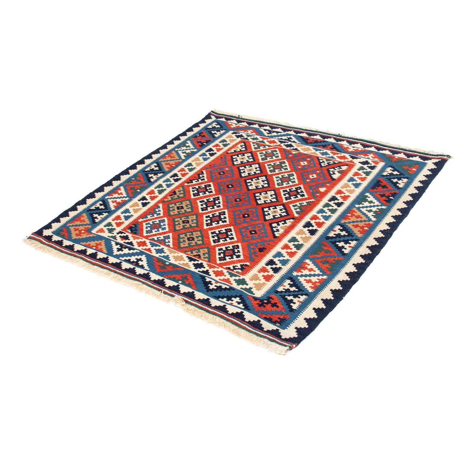 Kelim-tæppe - orientalsk firkantet  - 103 x 100 cm - flerfarvet