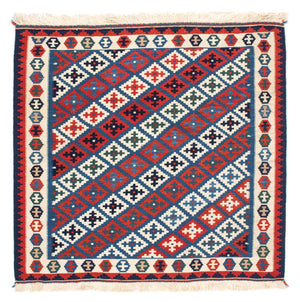 Kelim-tæppe - orientalsk firkantet  - 105 x 103 cm - blå